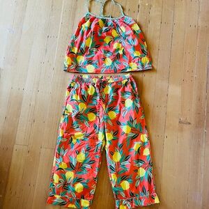Printfresh Women's Tropical Pajama Set - Orange and Green M